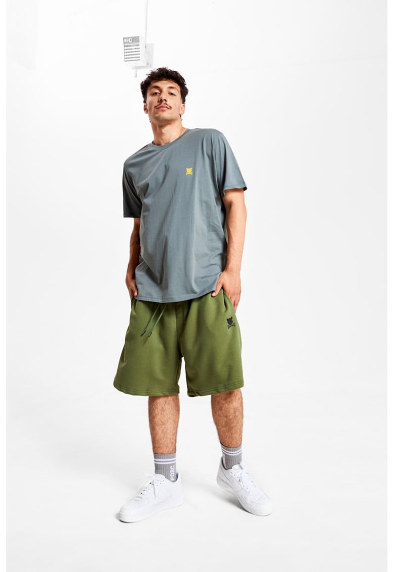 Bermude unisex cu logo - Verde masliniu