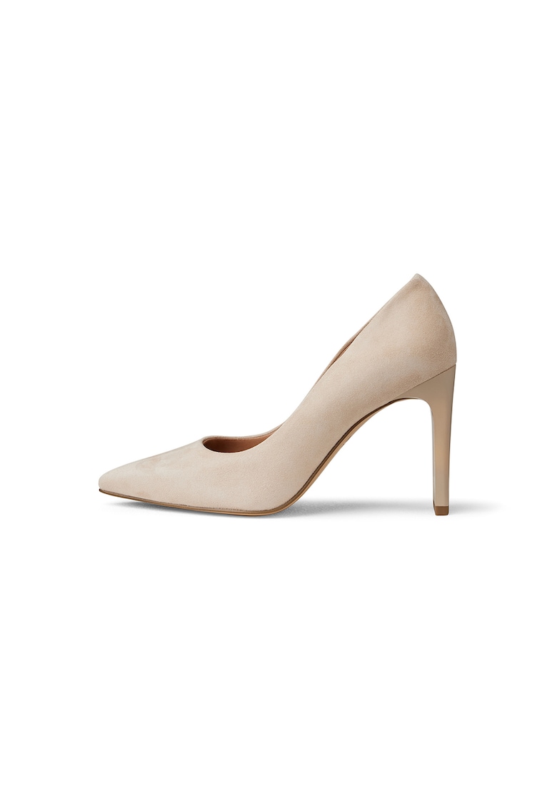 Pantofi de piele cu varf ascutit - Crem