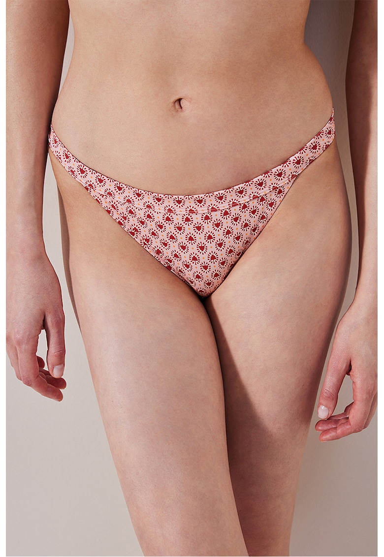 Slip cu model grafic - Roz pastel/Rosu inchis