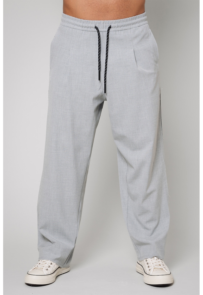 Pantaloni supradimensionati cu snur - Gri deschis