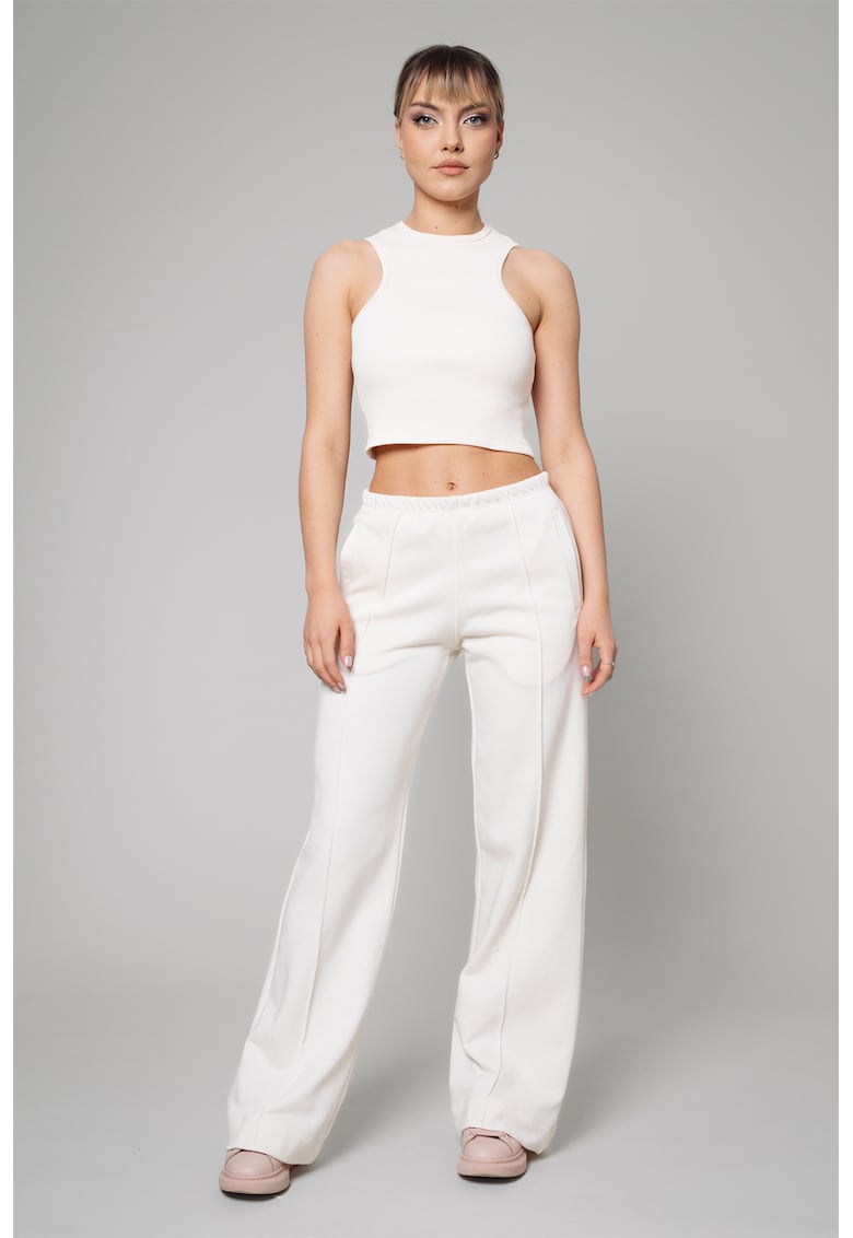 Set de top crop si pantaloni de trening - Alb