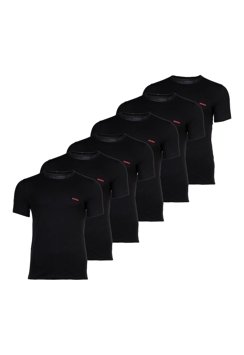 Set de tricouri cu decolteu la baza gatului - 6 perechi - Negru
