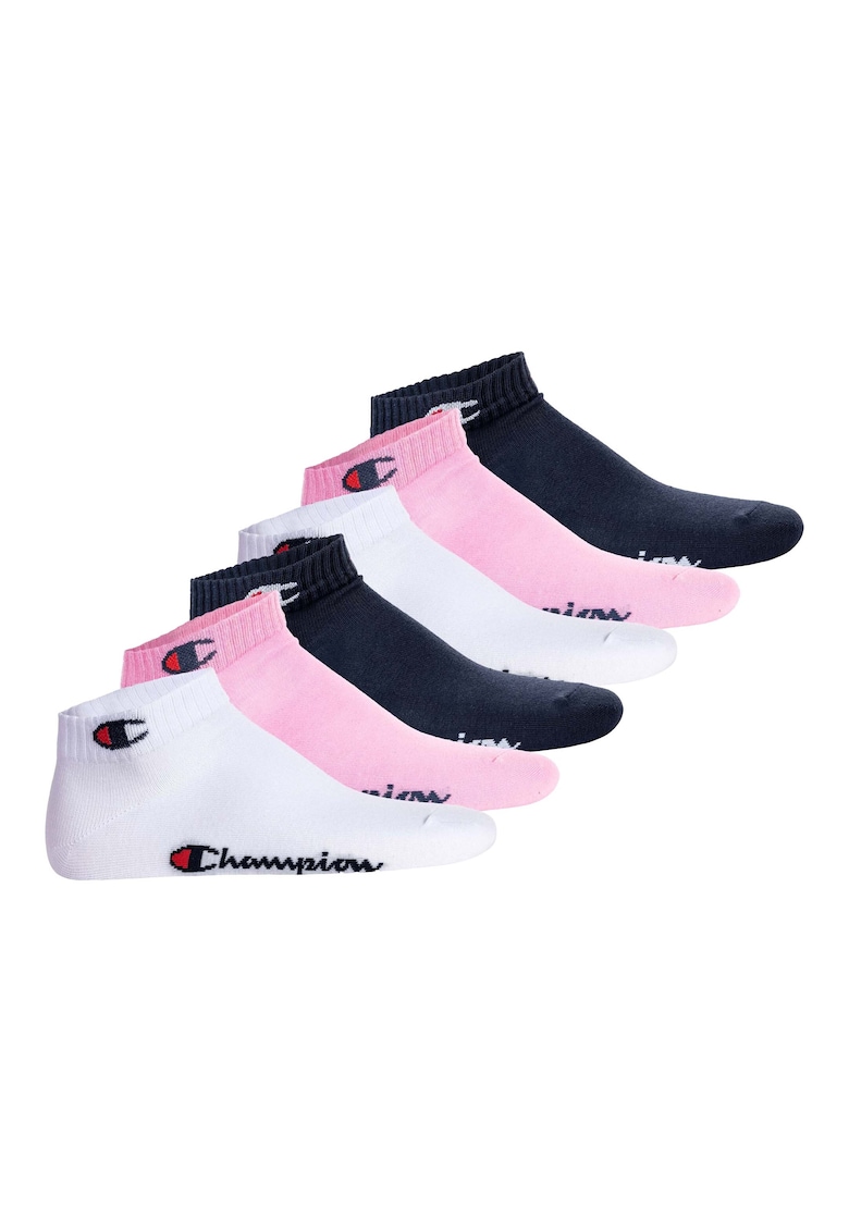 Set de sosete pana la glezna unisex cu logo - 6 perechi - Alb/Roz/Albastru