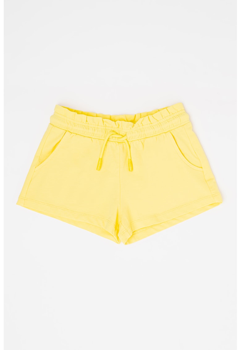 Pantaloni scurti din amestec de bumbac cu snur de ajustare - Galben