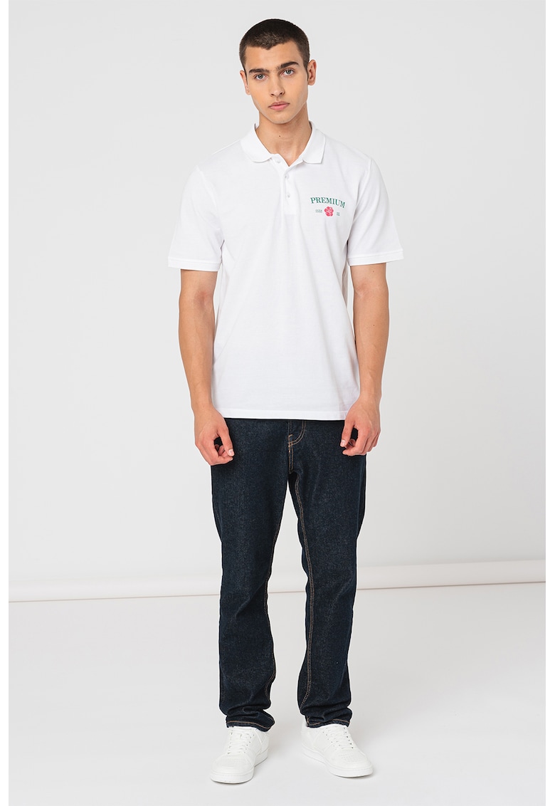 Tricou polo din material pique Alfie - Alb optic