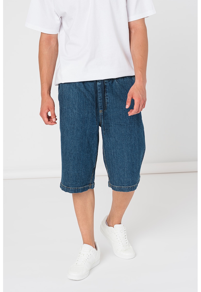 Blugi capri de denim cu buzunare oblice - Albastru inchis