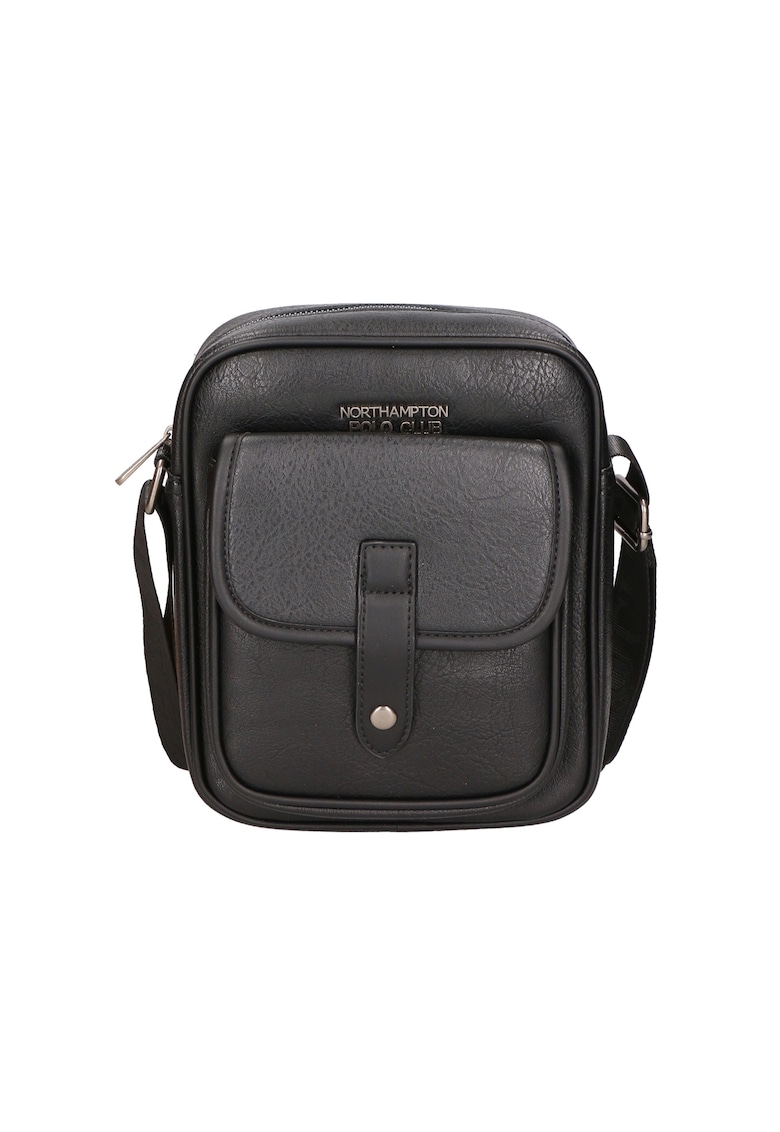 Geanta crossbody cu buzunar cu clapa - Negru