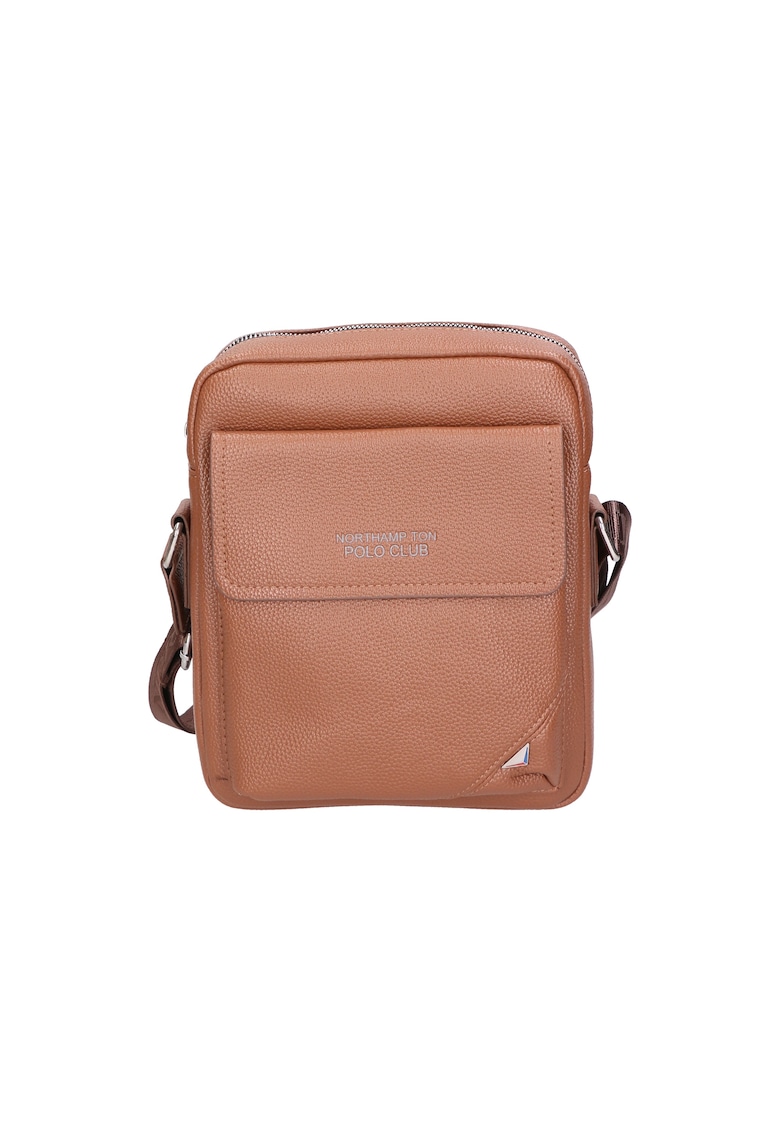 Geanta crossbody de piele ecologica cu buzunar cu clapa 24505 - Kaki