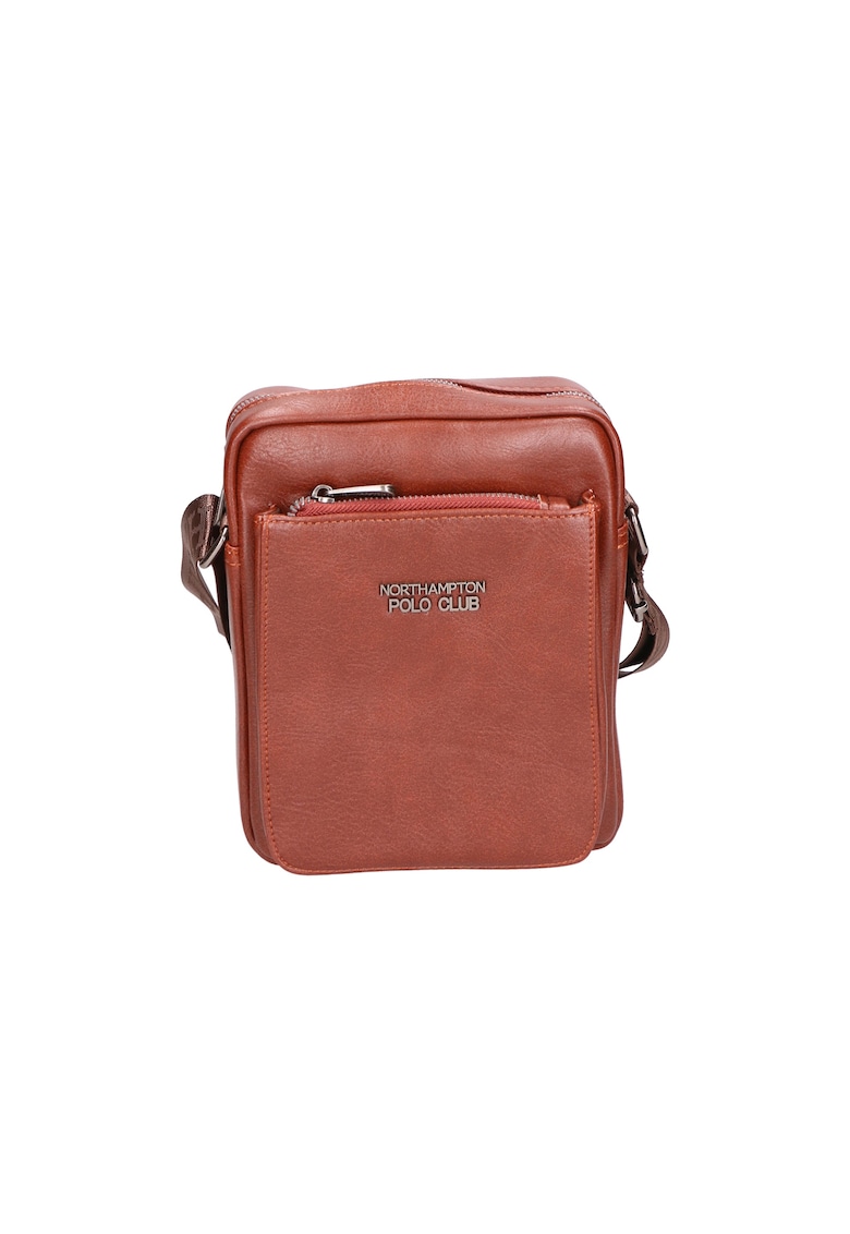 Geanta crossbody de piele ecologica cu logo - Maro