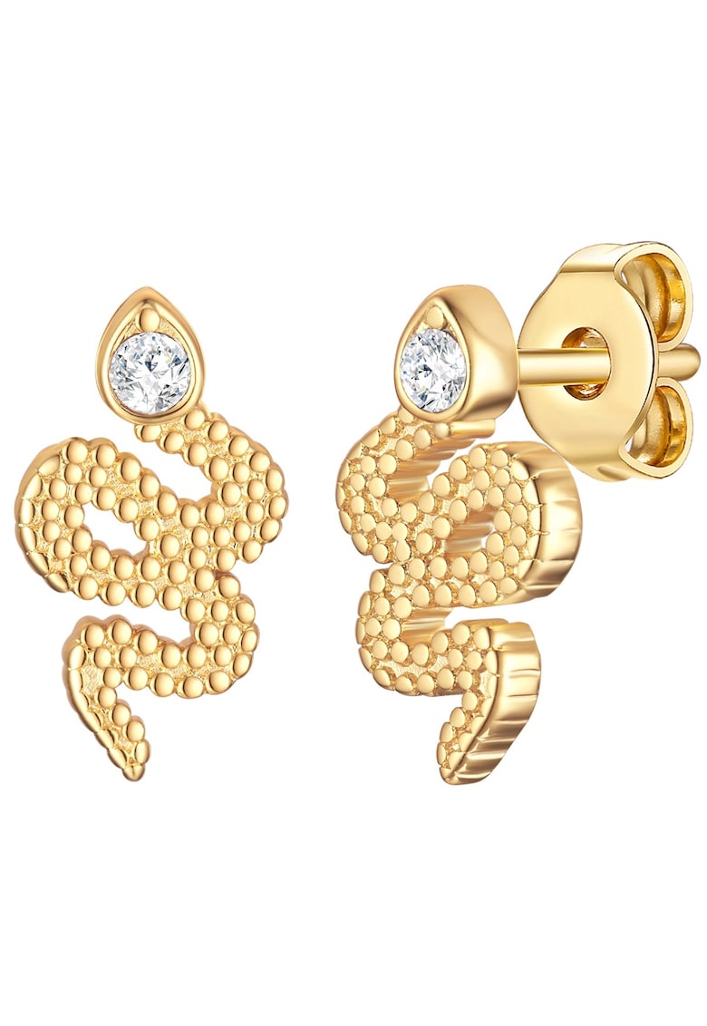 Cercei placati cu aur de 14K - in forma de sarpe - Auriu/Galben