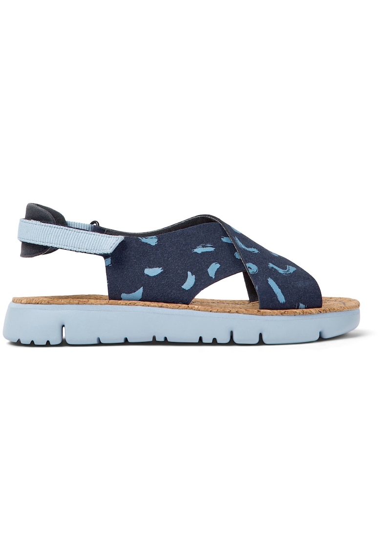 Sandale slingback de piele nabuc Oruga 27397 - Albastru