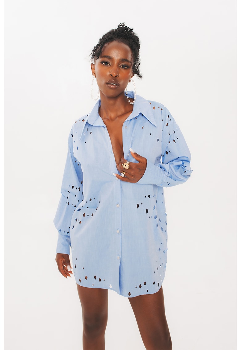 Rochie-camasa cu decupaje - Albastru deschis