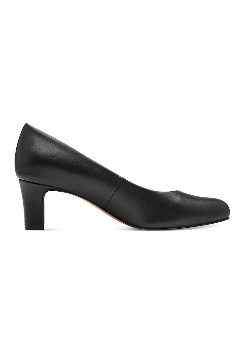 Pantofi de piele ecologica cu toc masiv - Negru
