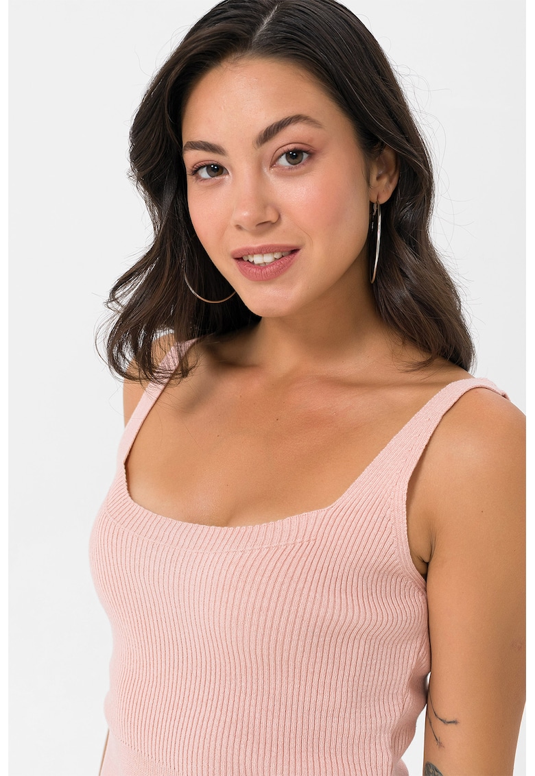 Top crop cu aspect striat - Roz
