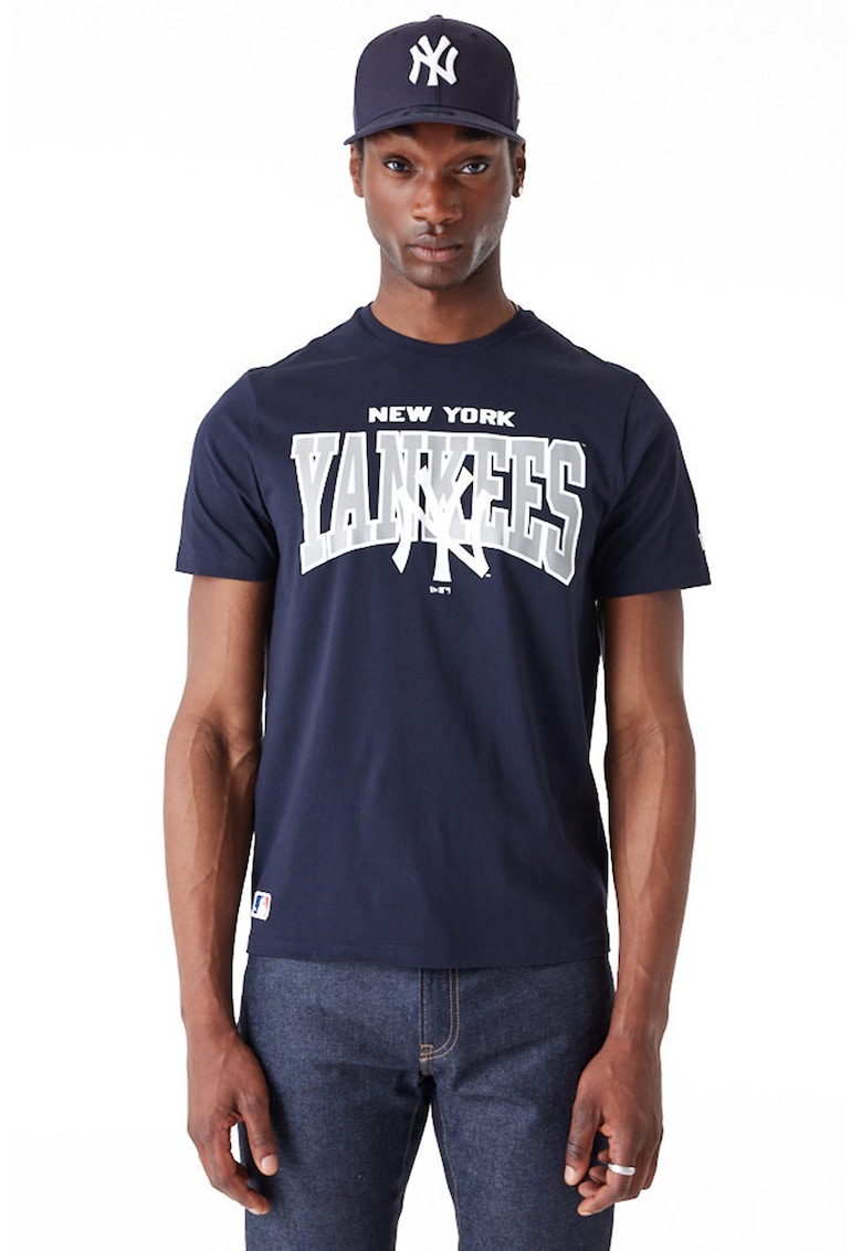 Tricou de bumbac New York Yankees - Gri deschis/Bleumarin