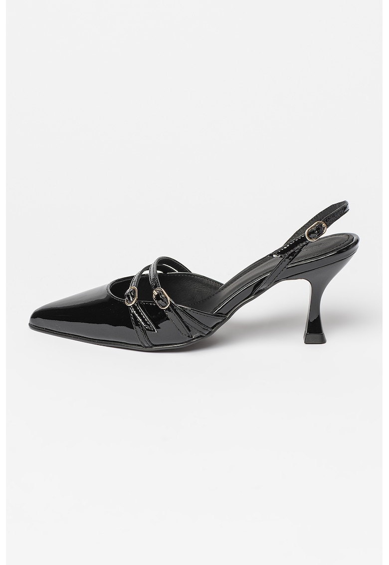 Pantofi slingback din piele lacuita Joelle - Negru