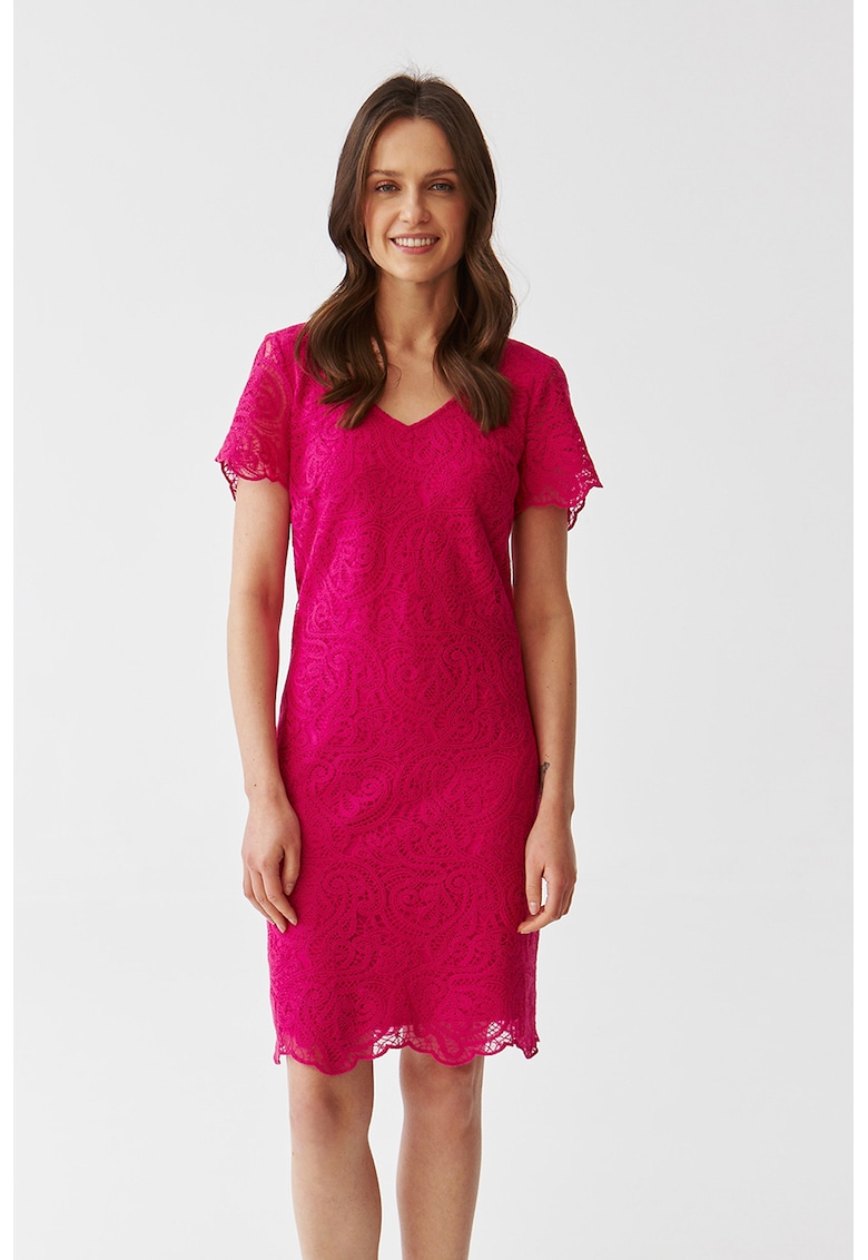 Rochie dreapta cu decolteu in V Sono - Fucsia
