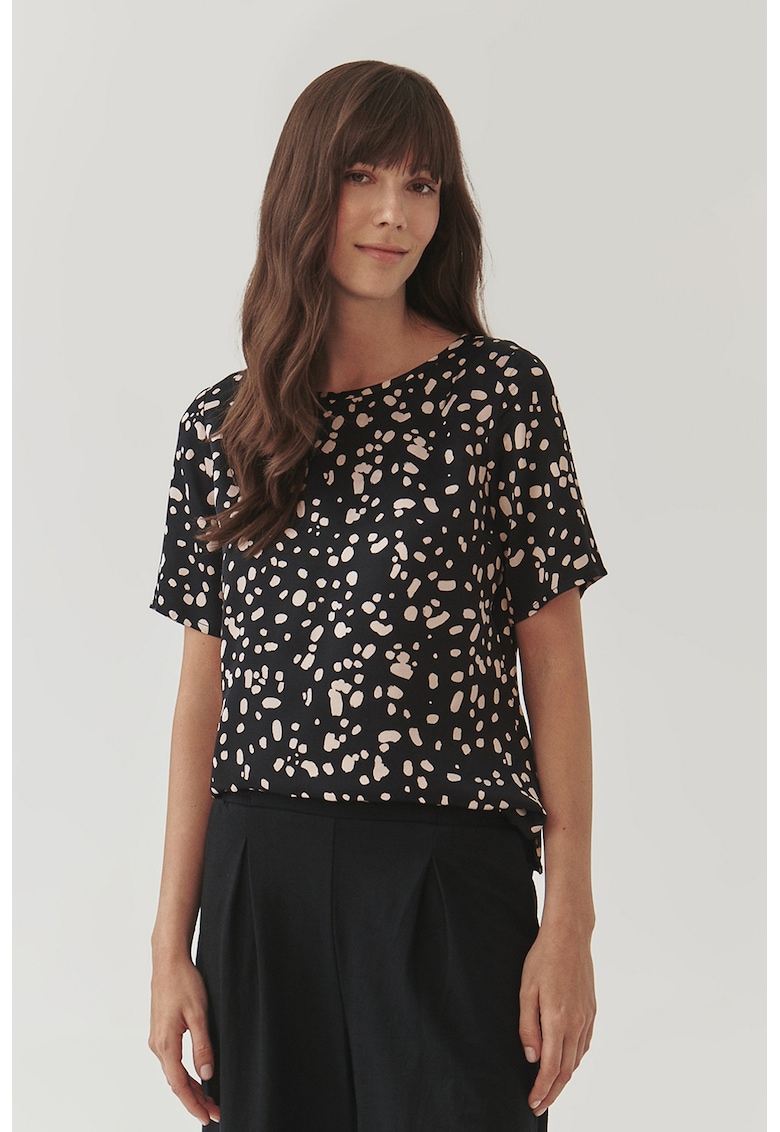 Bluza cu maneci scurte si model Mekja - Negru/Crem