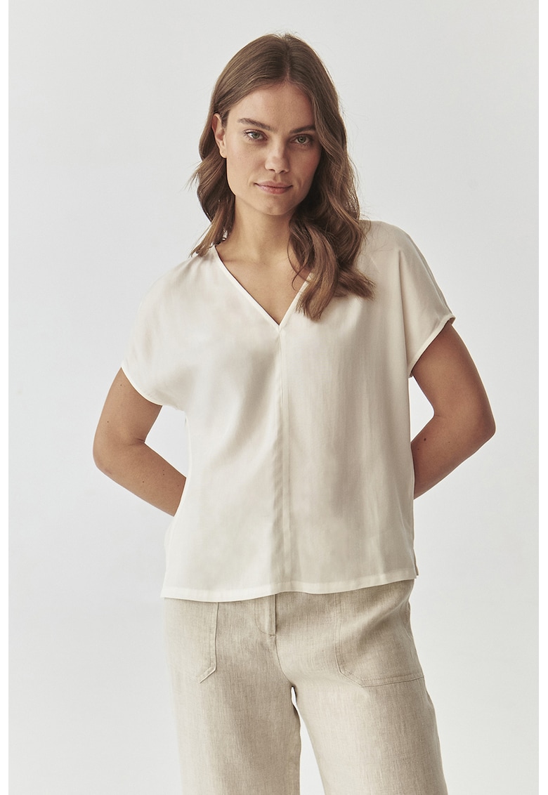 Bluza de lyocell cu maneci scurte Siro - Alb
