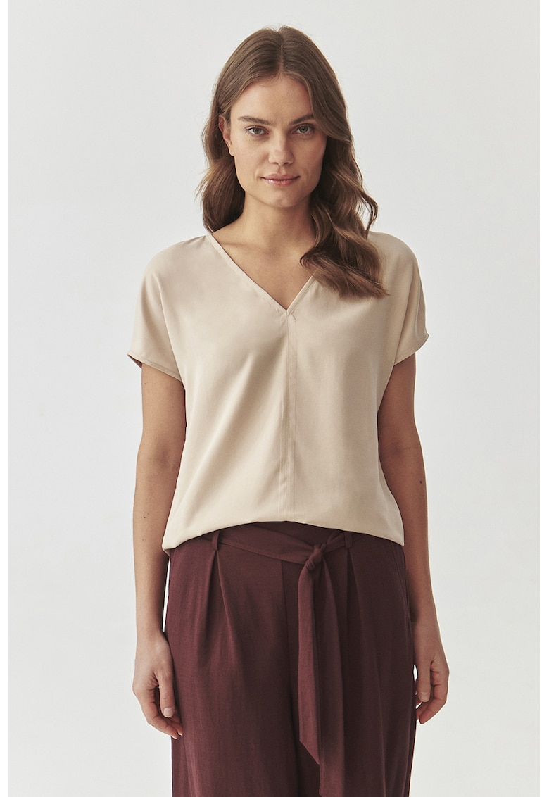 Bluza de lyocell cu maneci scurte Siro - Crem