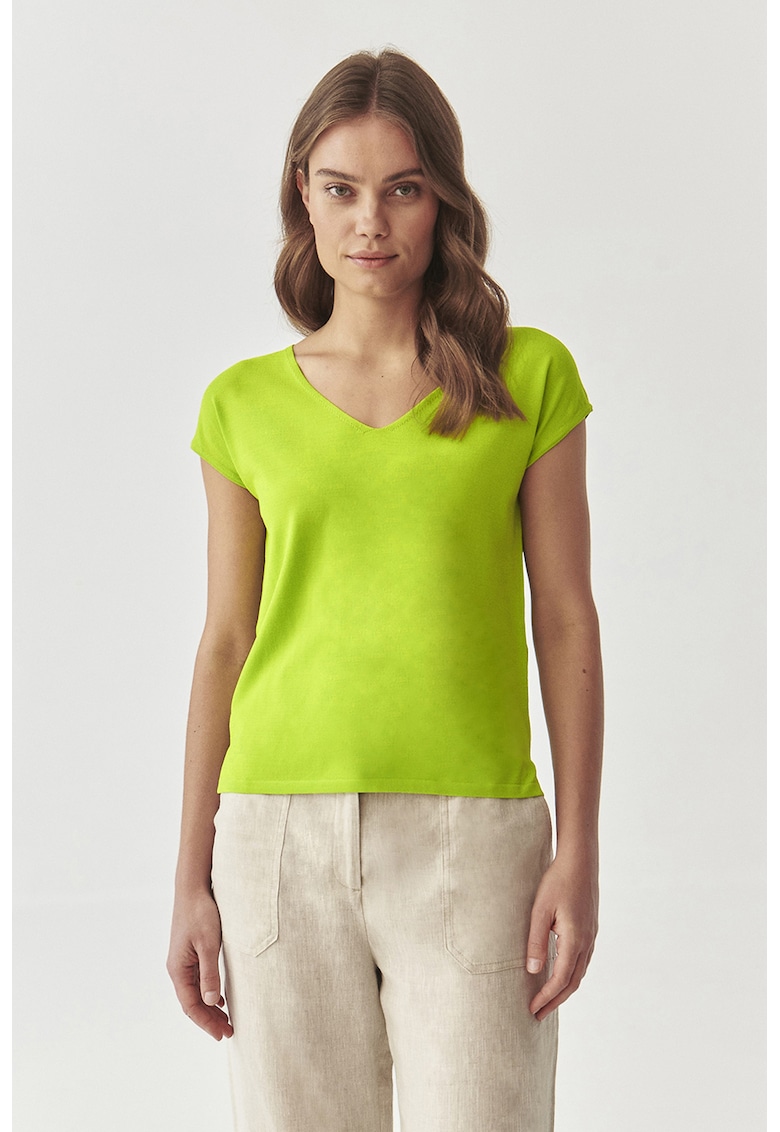 Tricou cu decolteu in V Estere - Verde lime