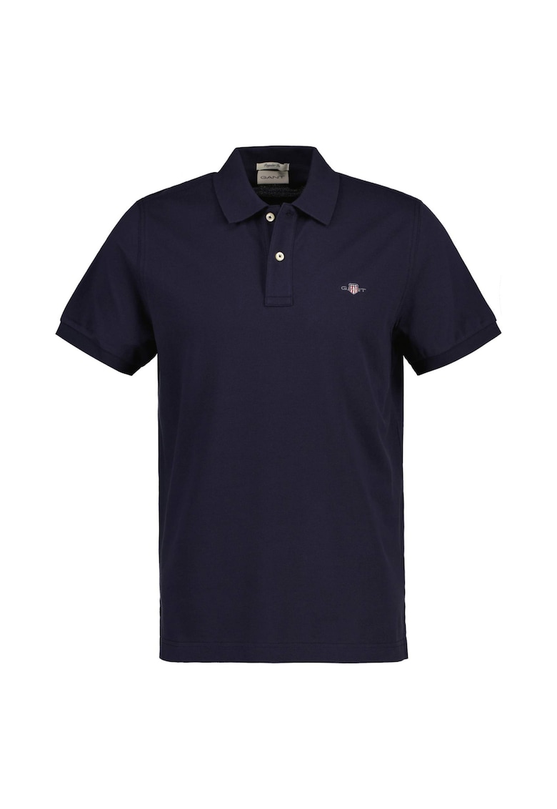 Tricou polo din bumbac pique Shield - Bleumarin