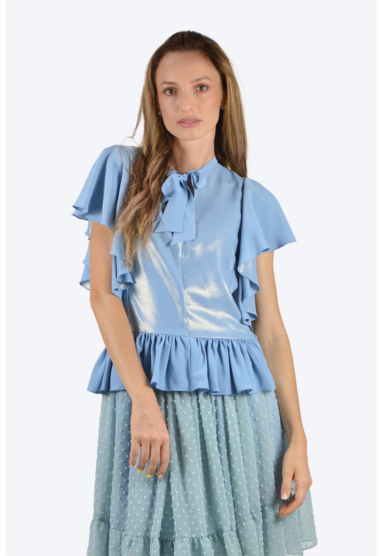 Bluza de matase cu aspect metalizat - Albastru lavanda