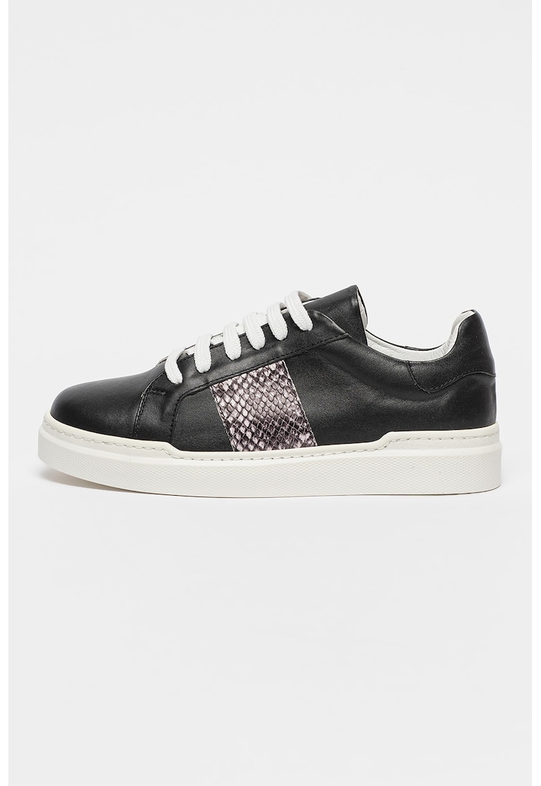 Pantofi sport low-cut de piele - Negru