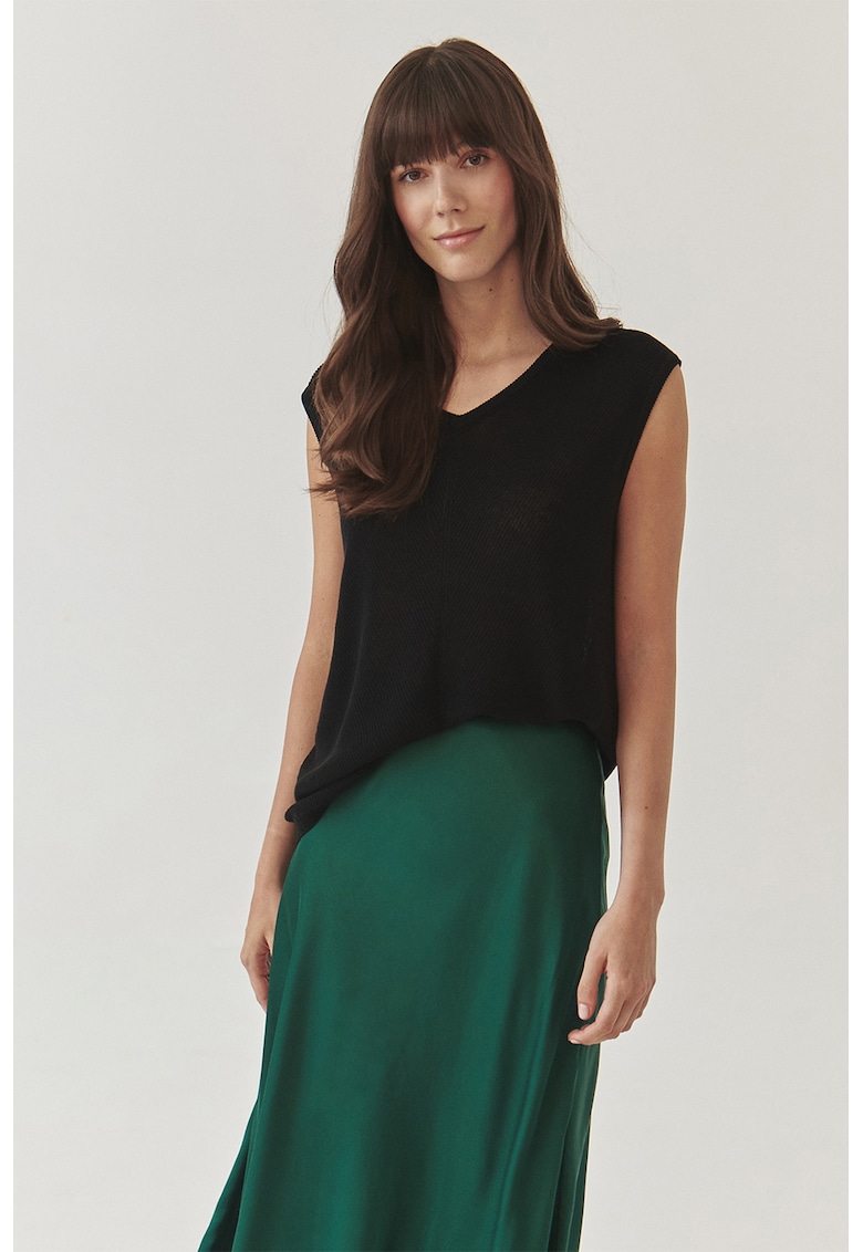 Bluza din amestec de in - fara maneci Jodi - Negru