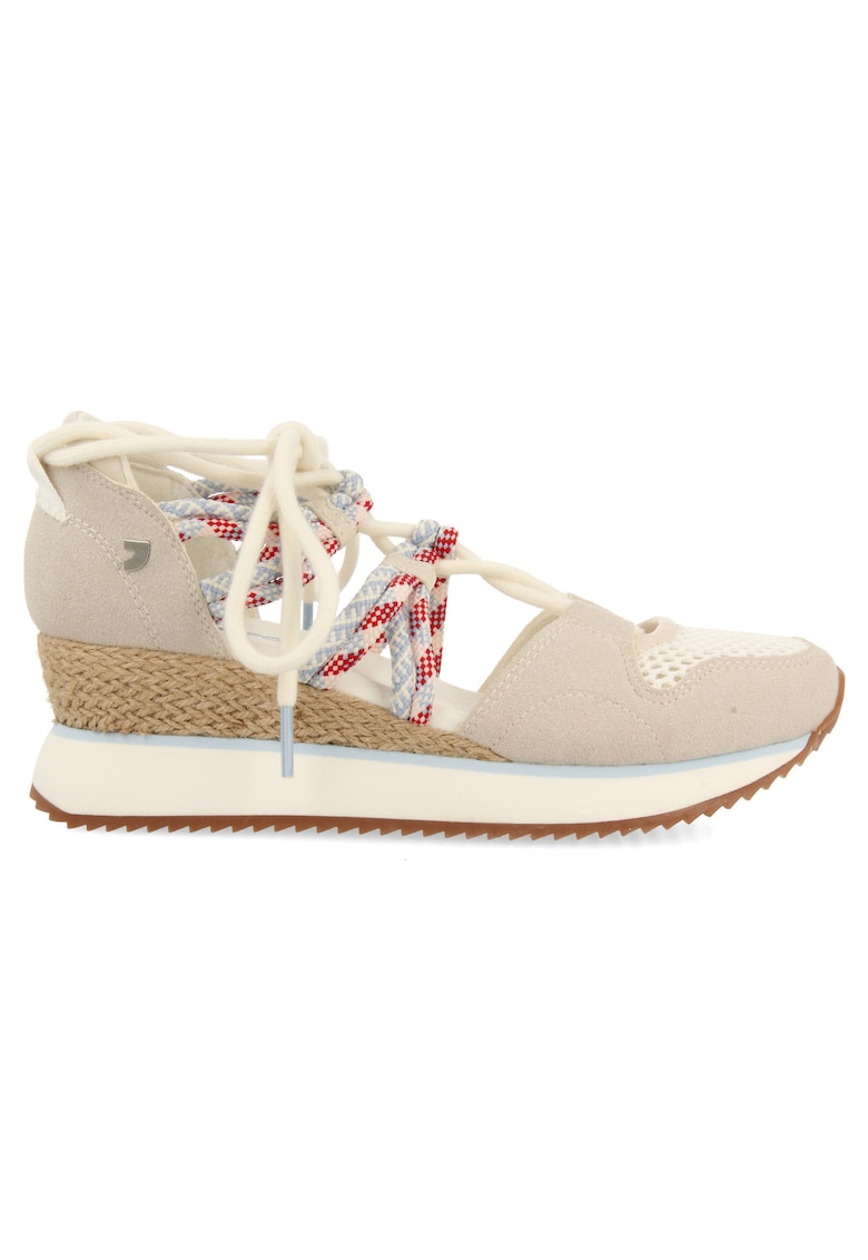 Pantofi sport wedge cu decupaje - Alb murdar