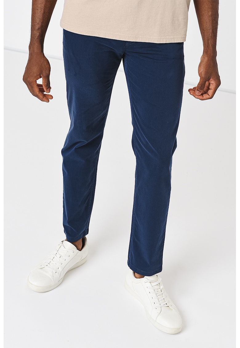 Pantaloni chino cu croiala dreapta - Bleumarin