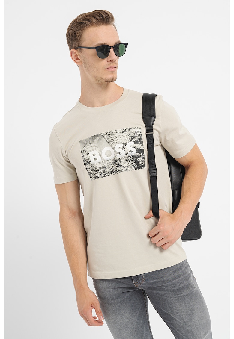 Tricou cu logo Building - Maro taupe deschis