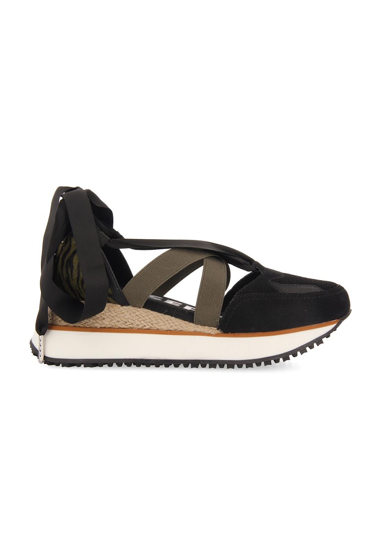 Pantofi sport wedge cu decupaje Settala - Negru/Kaki