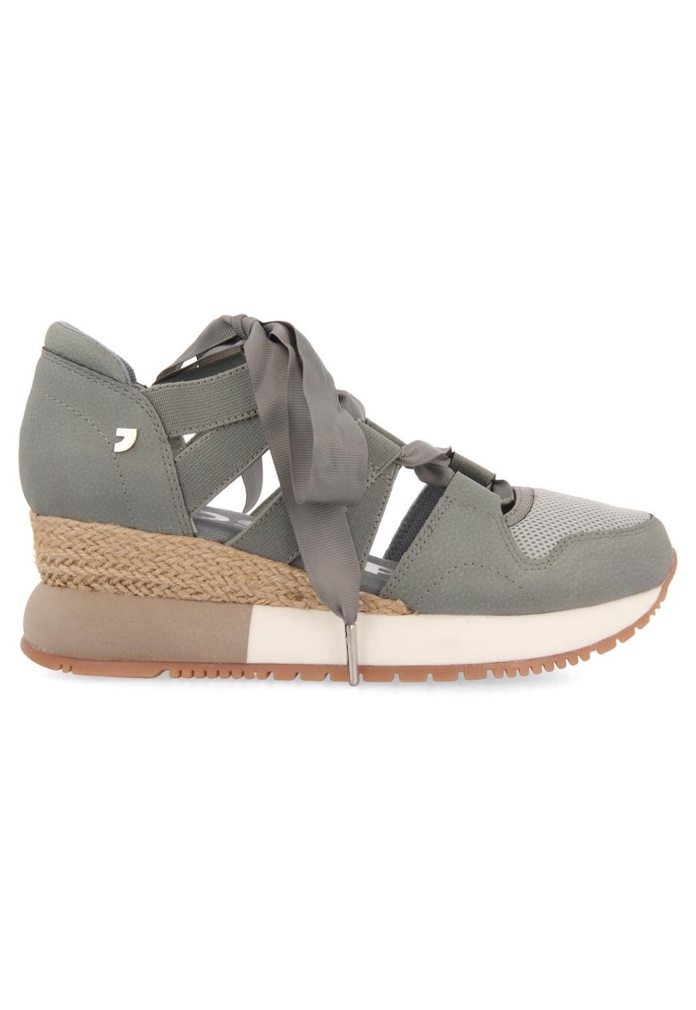 Pantofi sport wedge cu insertie de plasa Lizarda - Gri/Bej