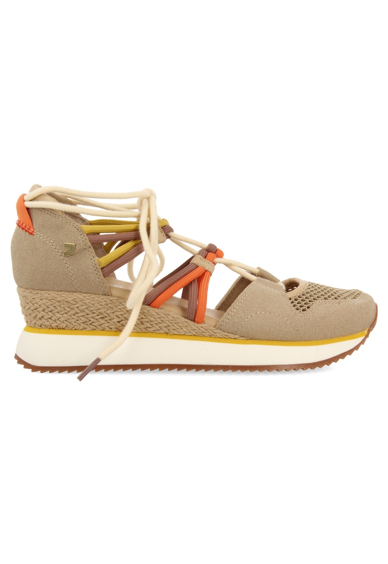 Pantofi sport wedge cu decupaje - Bej