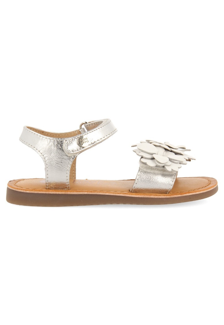 Sandale de piele cu velcro - Argintiu