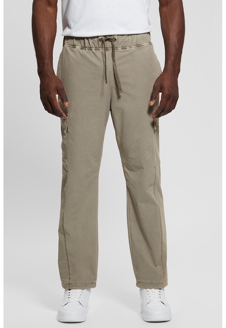 Pantaloni cu talie medie si snur in talie - Verde deschis
