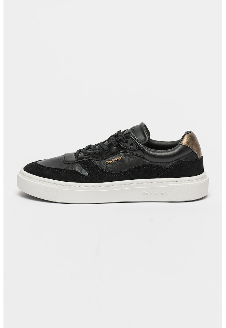 Pantofi sport cu detalii din piele intoarsa - Negru