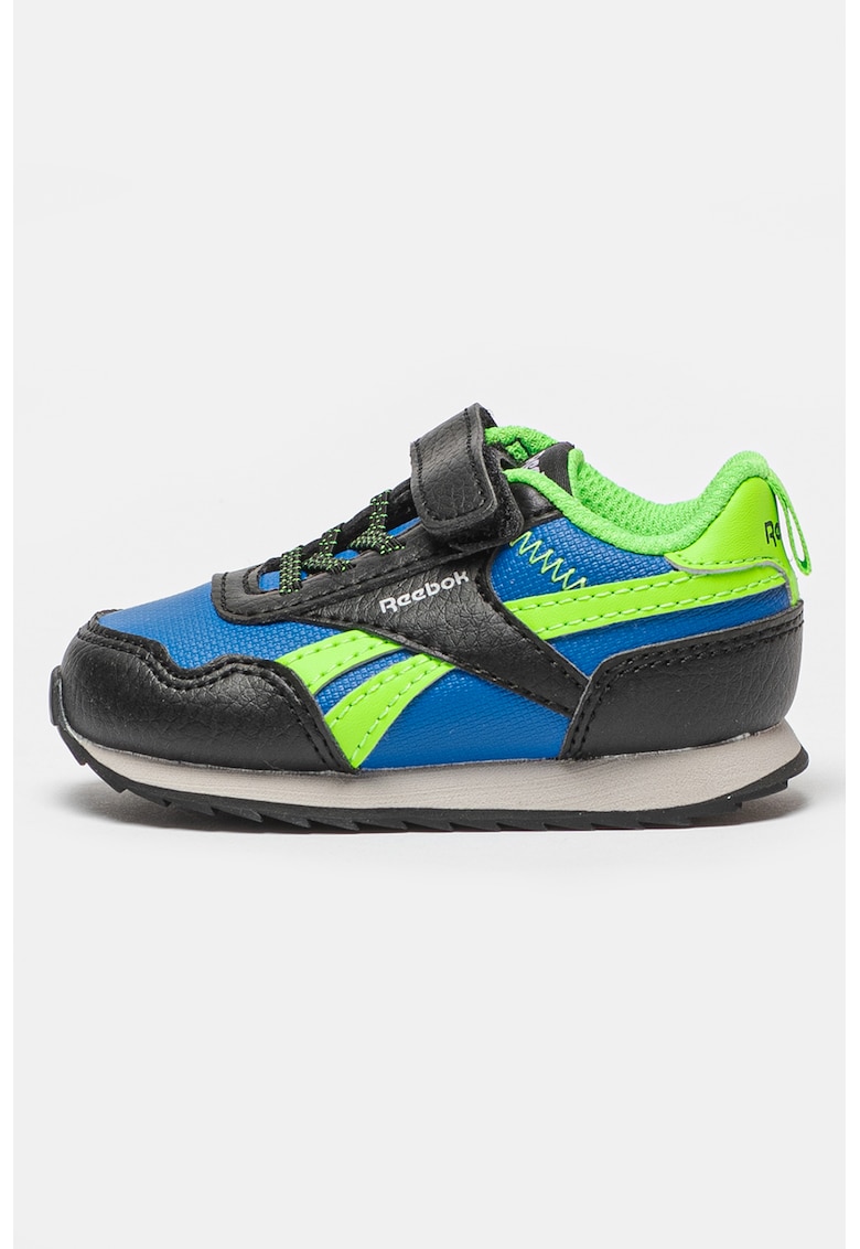 Pantofi sport din piele ecologica cu logo Royal - Negru/Albastru inchis/Verde electric