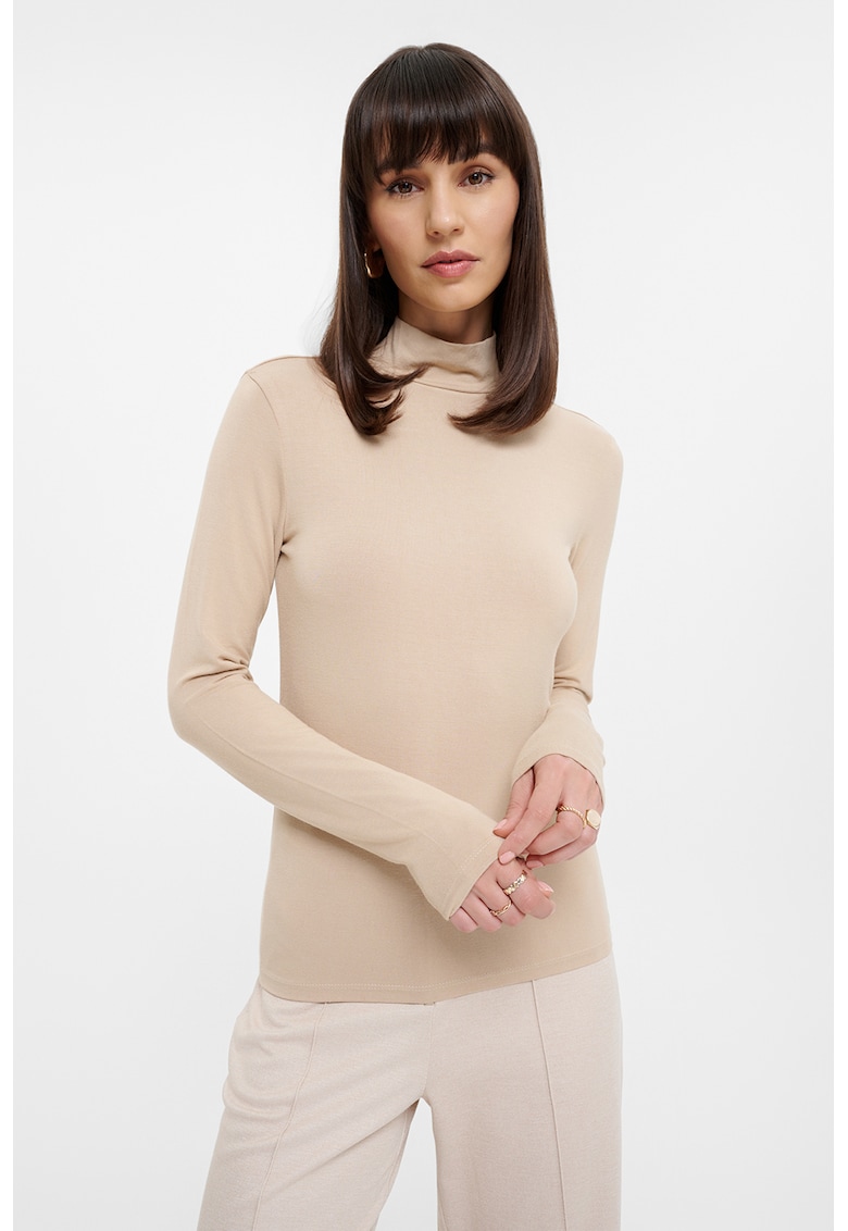 Bluza cu guler mediu - Bej deschis