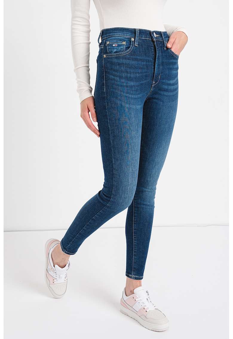 Blugi skinny cu talie inalta Sylvia - Bleumarin