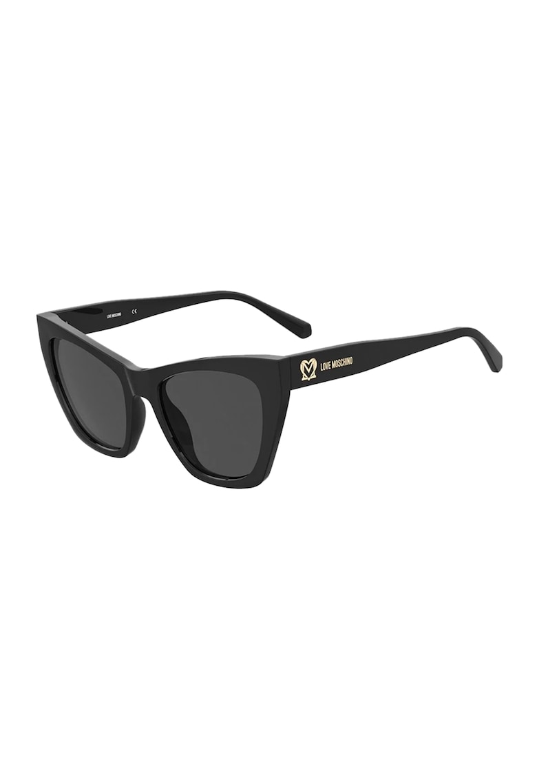 Ochelari de soare cat-eye cu lentile uni - Negru
