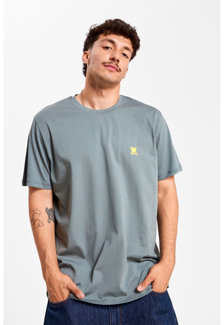 Tricou unisex de bumbac cu logo pe piept Essential - Gri cenusiu