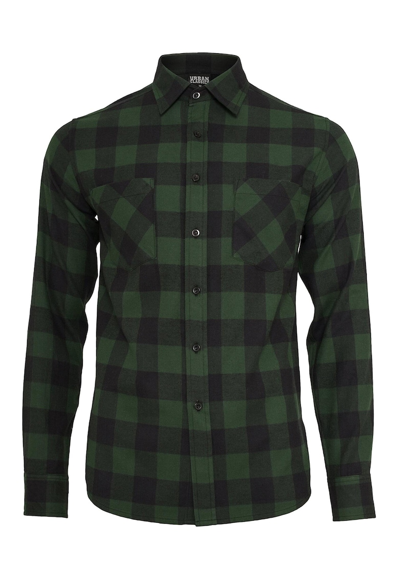 Camasa regular-fit din flanel cu model in carouri - Negru/Verde inchis