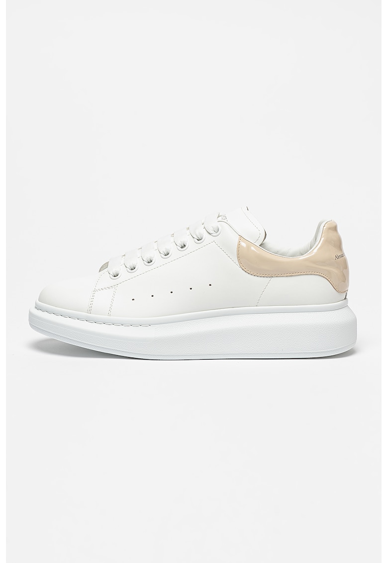 Pantofi sport din piele cu model uni - Alb/Bej