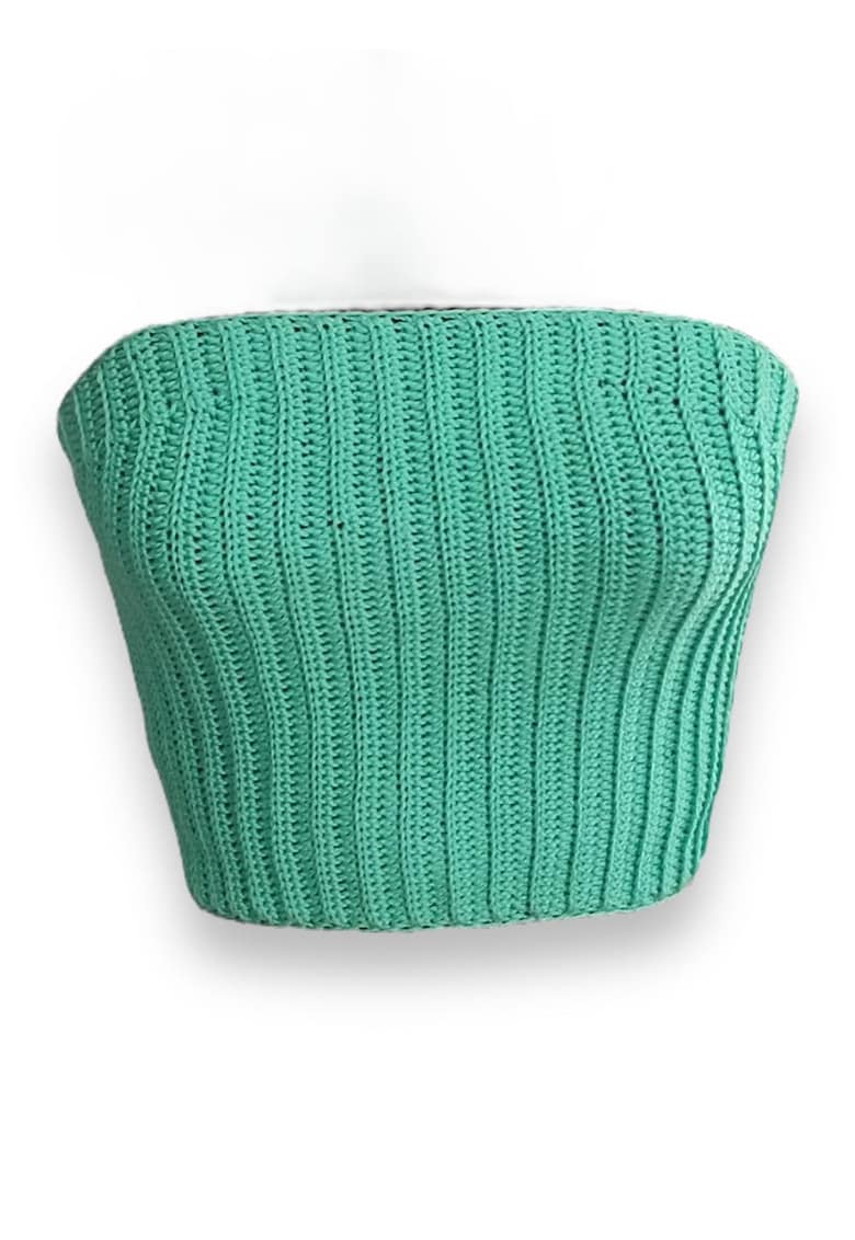 Top crop cu panglica din satin - Verde