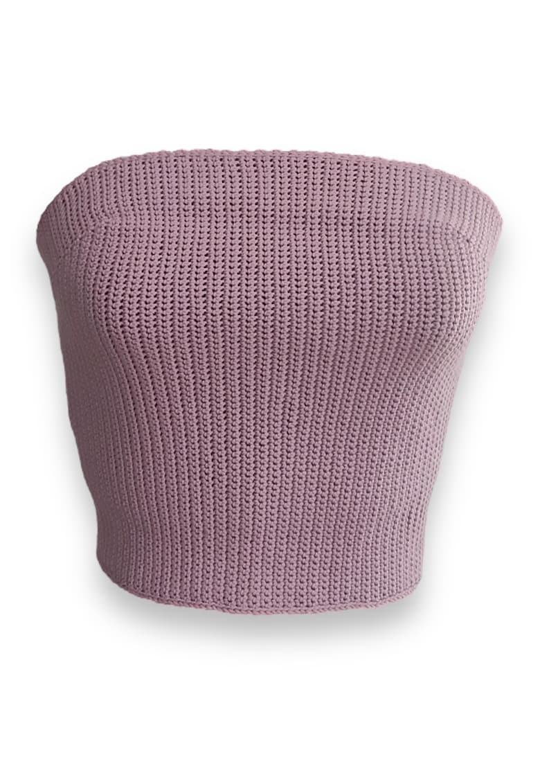 Top crop cu panglica din satin - Violet prafuit
