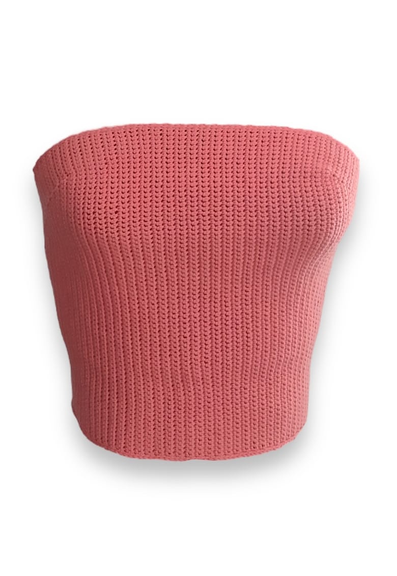 Top crop cu panglica din satin - Coral