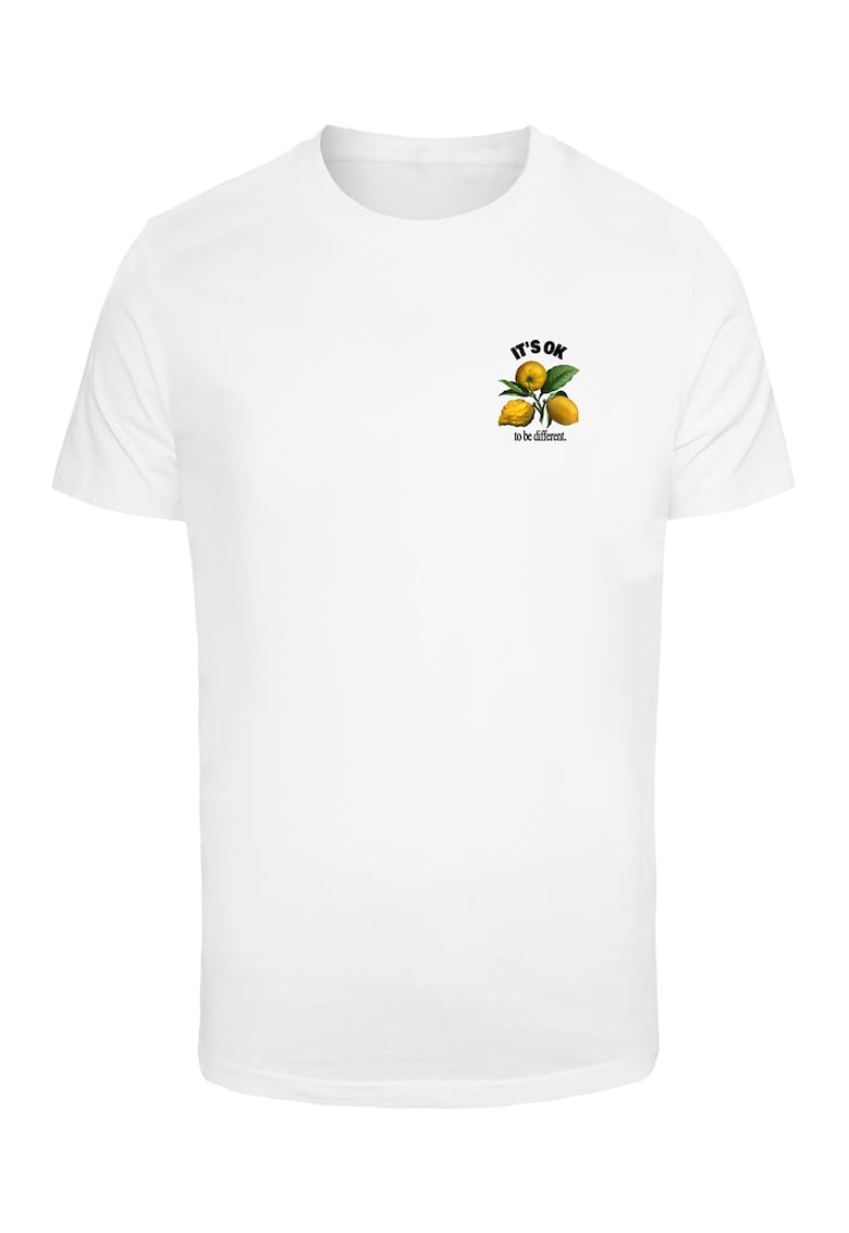 Tricou de bumbac cu imprimeu grafic discret - Alb