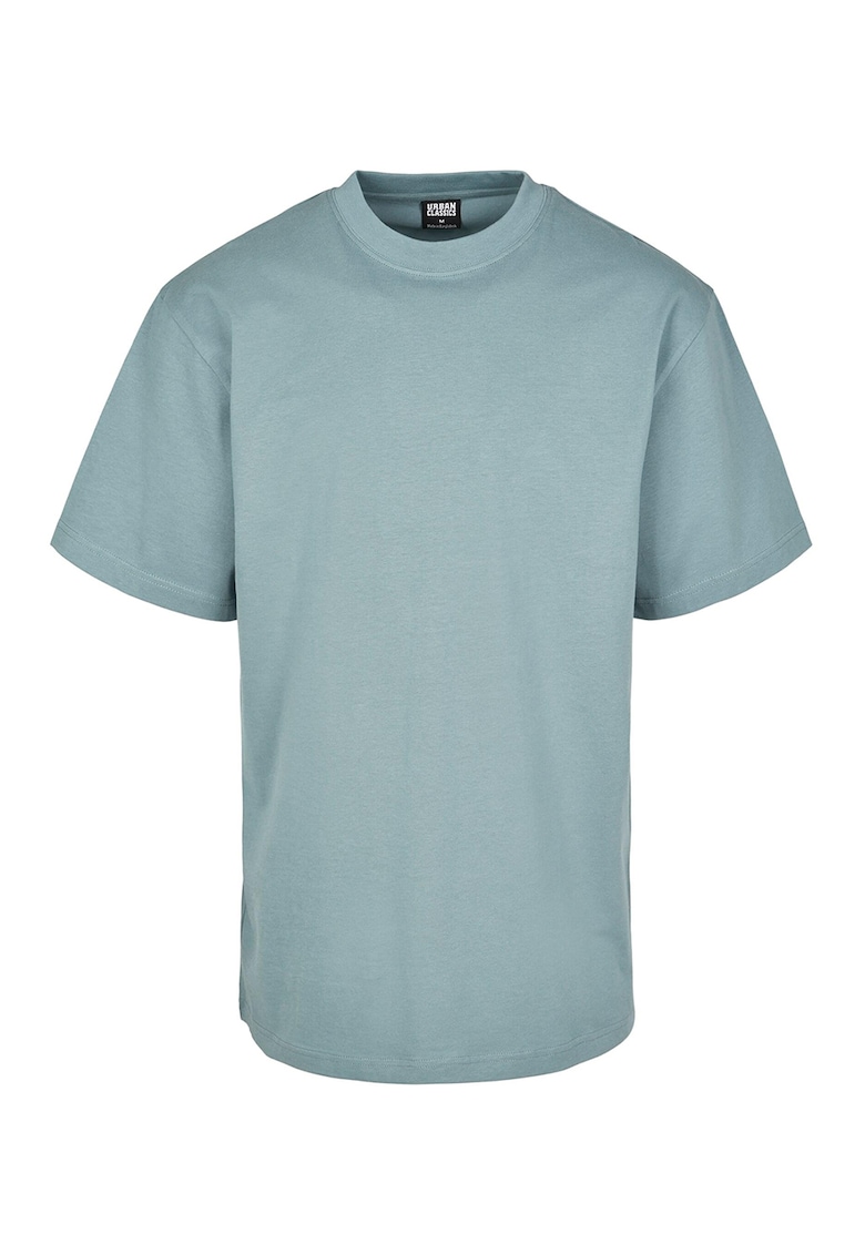 Tricou din bumbac cu decolteu la baza gatului - Albastru prafuit